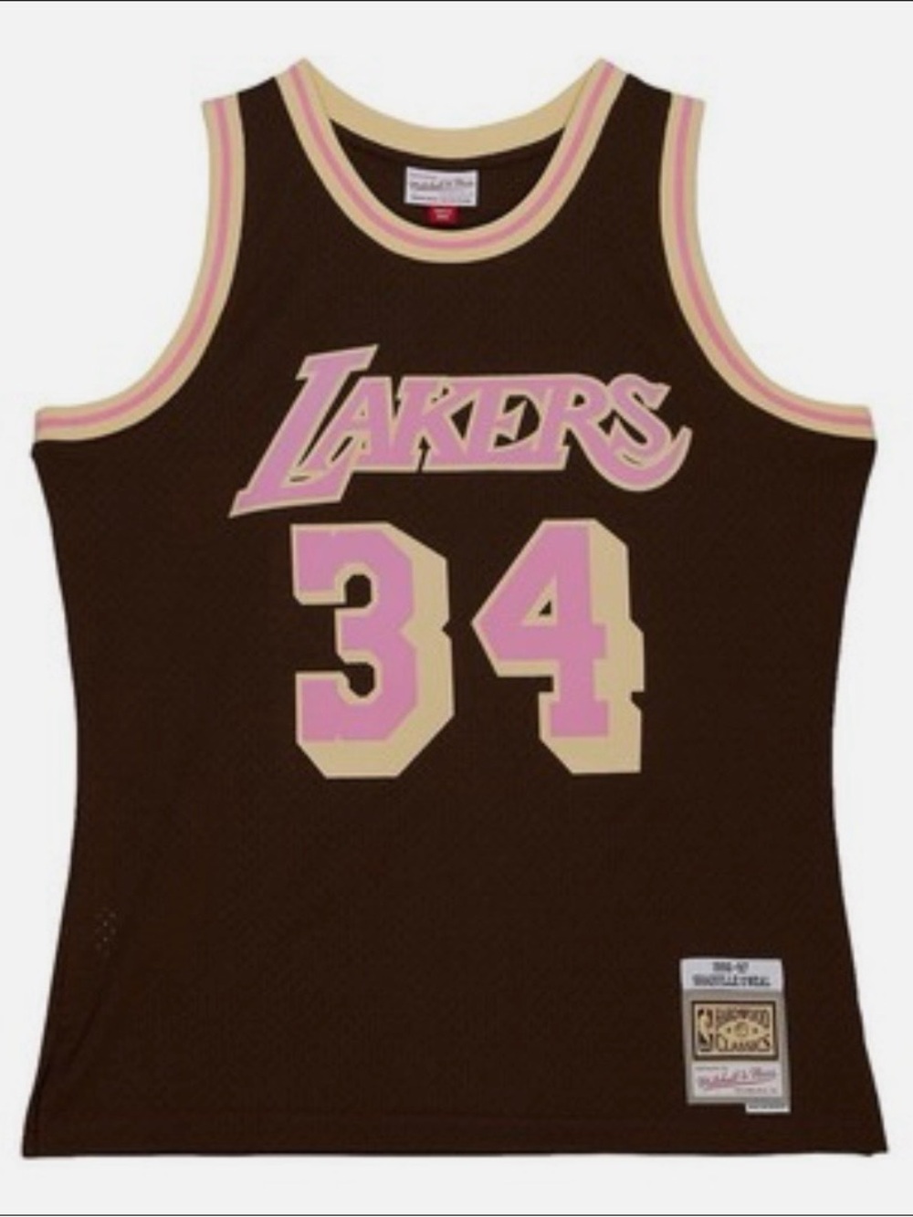 Mitchell & Ness LA Lakers Shaq O’Neal ‘Brown Sugar Bacon’ Jersey (Pink)